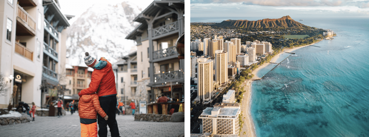 Park City, Utah / Waikiki Beach, Hawaï